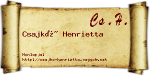 Csajkó Henrietta névjegykártya